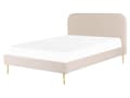 Pikkukuva 1 / 10: Parisänky vaalea beige 173 x 215 x 109 cm puu rauta sametti sälepohja glamour retro 160 x 200
