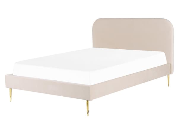 Parisänky vaalea beige 173 x 215 x 109 cm puu rauta sametti sälepohja glamour retro 160 x 200