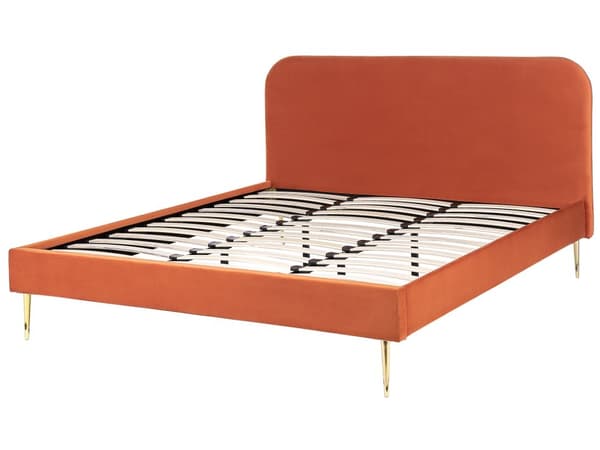 Parisänky oranssi 193 x 215 x 109 cm puu rauta sametti sälepohja glamour retro 180 x 200