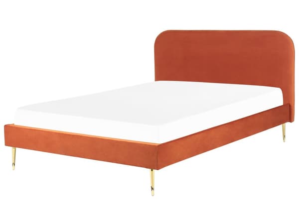 Parisänky oranssi 193 x 215 x 109 cm puu rauta sametti sälepohja glamour retro 180 x 200