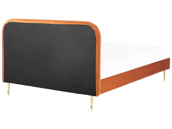 Parisänky oranssi 173 x 215 x 109 cm puu rauta sametti sälepohja glamour retro 160 x 200