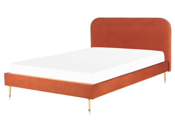 Parisänky oranssi 173 x 215 x 109 cm puu rauta sametti sälepohja glamour retro 160 x 200