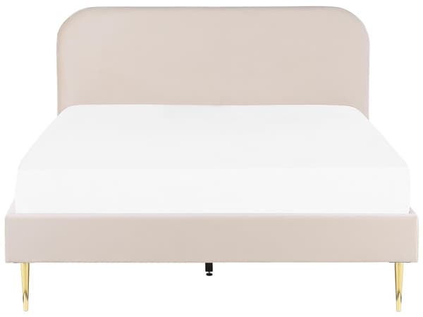 Parisänky vaalea beige 193 x 215 x 109 cm puu rauta sametti sälepohja glamour retro 180 x 200