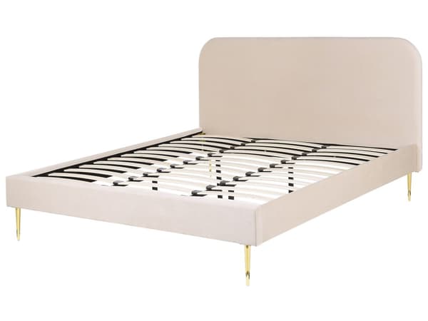 Parisänky vaalea beige 193 x 215 x 109 cm puu rauta sametti sälepohja glamour retro 180 x 200