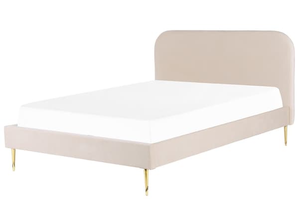 Parisänky vaalea beige 193 x 215 x 109 cm puu rauta sametti sälepohja glamour retro 180 x 200