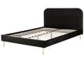 Miniatyrbillede 5 af 10: Seng Guld Sort Velour 140 x 200 cm Trekvart Seng Blød Minimalistisk Look Gyldne Ben Sengegavl Tilbehør Soveværelse Design