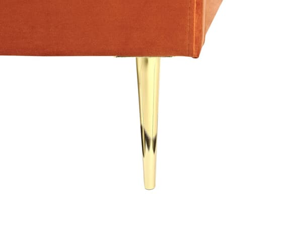 Seng Orange Guld Velour 160 x 200 cm Dobbeltseng Blød Minimalistisk Look Gyldne Ben Sengegavl Tilbehør Soveværelse Design