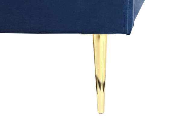 Seng Guld Blå Velour 140 x 200 cm Trekvart Seng Blød Minimalistisk Look Gyldne Ben Sengegavl Tilbehør Soveværelse Design
