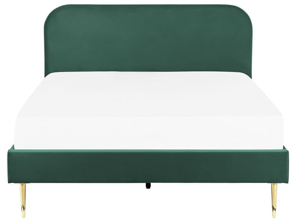 Seng Grøn Guld Velour 160 x 200 cm Dobbeltseng Blød Minimalistisk Look Gyldne Ben Sengegavl Tilbehør Soveværelse Design