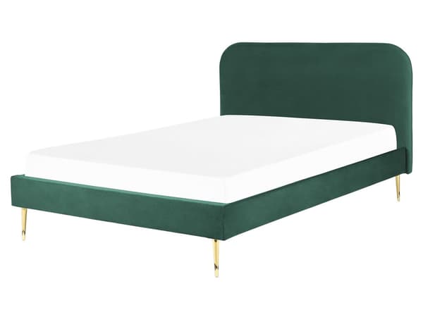 Seng Grønn Polstret 160 x 200 cm Fløyel Sengegavl Minimalistisk design Moderne Soverom