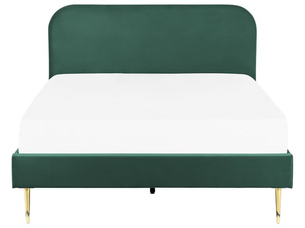 Seng Grønn Polstret 140 x 200 cm Fløyel Sengegavl Minimalistisk design Moderne Soverom