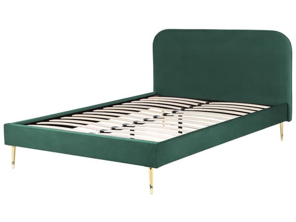 Seng Grønn Polstret 140 x 200 cm Fløyel Sengegavl Minimalistisk design Moderne Soverom
