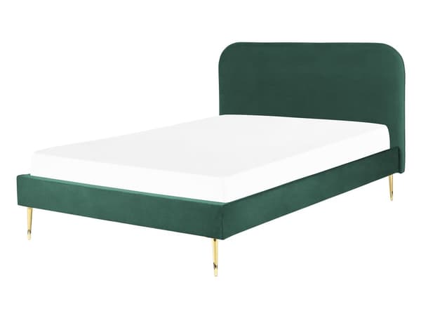 Seng Grønn Polstret 140 x 200 cm Fløyel Sengegavl Minimalistisk design Moderne Soverom
