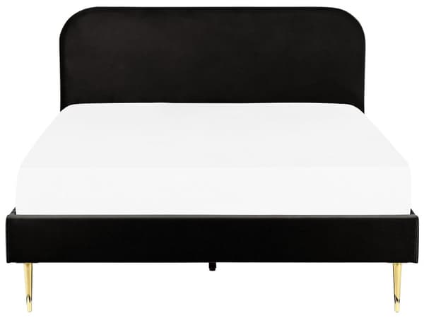 Seng Svart Polstret 180 x 200 cm Fløyel Sengegavl Minimalistisk design Moderne Soverom