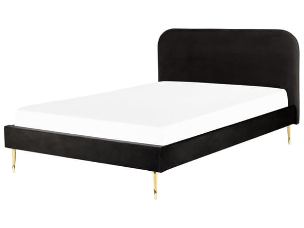 Seng Svart Polstret 180 x 200 cm Fløyel Sengegavl Minimalistisk design Moderne Soverom