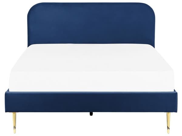 Seng Marineblå Polstret 160 x 200 cm Fløyel Sengegavl Minimalistisk design Moderne Soverom
