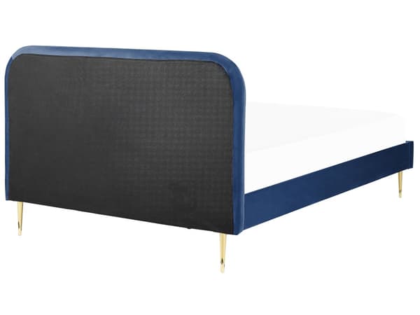 Seng Marineblå Polstret 160 x 200 cm Fløyel Sengegavl Minimalistisk design Moderne Soverom