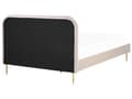 Miniatyrbilde 6 av 10: Seng Beige Polstret 160 x 200 cm Fløyel Sengegavl Minimalistisk design Moderne Soverom
