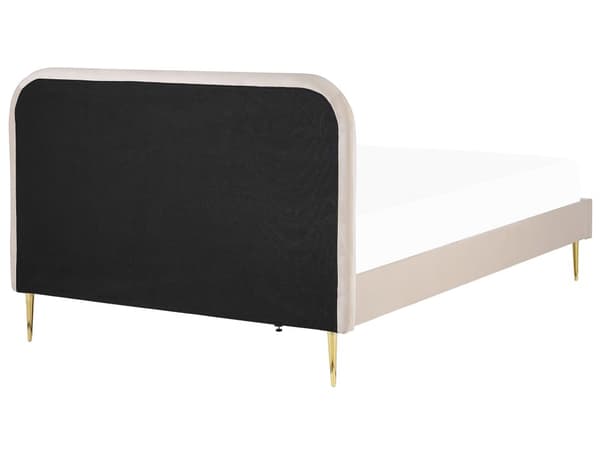 Seng Beige Polstret 160 x 200 cm Fløyel Sengegavl Minimalistisk design Moderne Soverom