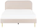 Miniatyrbilde 4 av 10: Seng Beige Polstret 180 x 200 cm Fløyel Sengegavl Minimalistisk design Moderne Soverom