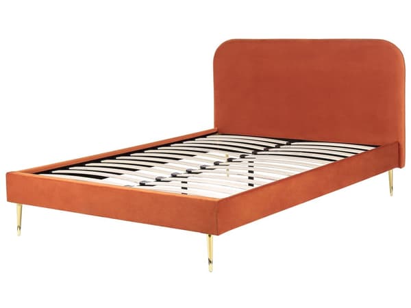 Seng Oransje Polstret 160 x 200 cm Fløyel Sengegavl Minimalistisk design Moderne Soverom