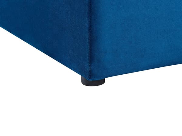 Dubbelsäng Marinblå Sammet 160 x 200 cm Lamellbas med Förvaringsbänk Tuftad