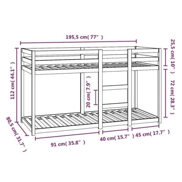 vidaXL Våningssäng vit 75x190 cm massiv furu