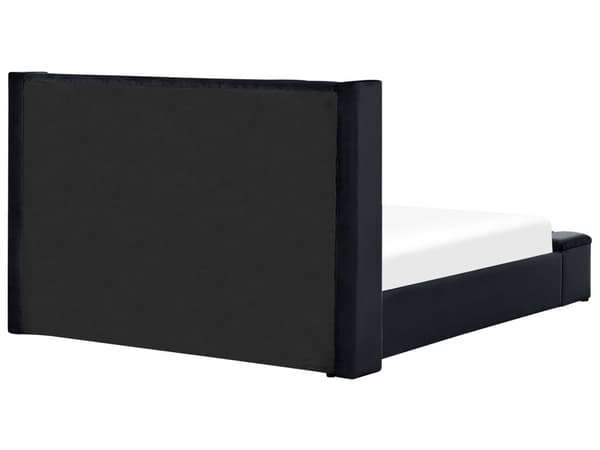 Seng Svart Fløyel 180 x 200 cm Oppbevaringsbenk Høy sengegavl Glamorøs Moderne Innredning Soverom