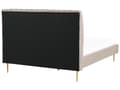 Pikkukuva 6 / 10: Parisänky hiekanruskea sametti verhoiltu metallijalat 180 x 200 cm sälepohja tikattu pääty moderni tyyli