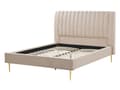 Miniatyrbild 4 av 10: Dubbelsäng Beige Sammet 140 x 200 cm Ribbotten Huvudgavel Vintage Elegant Trendig Design
