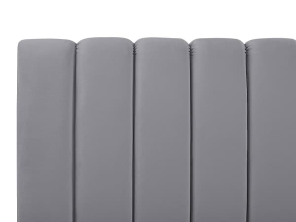 Seng Grå Guld Velour Metal 140 x 200 cm Moderne Blød Halvanden Mands Kvalitetsseng Kanal Tuftet Hovedgærde Design Sengeramme med Lamelbund