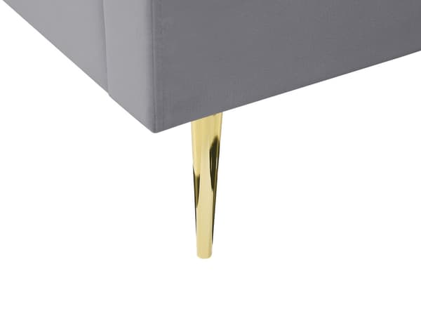 Seng Grå Guld Velour Metal 140 x 200 cm Moderne Blød Halvanden Mands Kvalitetsseng Kanal Tuftet Hovedgærde Design Sengeramme med Lamelbund