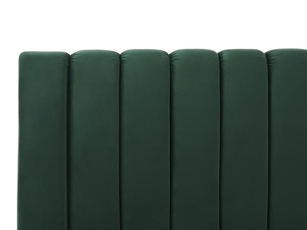 Seng Grøn Guld Velour Metal 160 x 200 cm Moderne Blød Dobbeltseng Kanal Tuftet Hovedgærde Design Sengeramme med Lamelbund