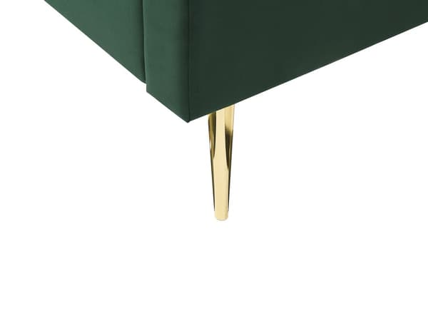 Seng Grøn Guld Velour Metal 160 x 200 cm Moderne Blød Dobbeltseng Kanal Tuftet Hovedgærde Design Sengeramme med Lamelbund