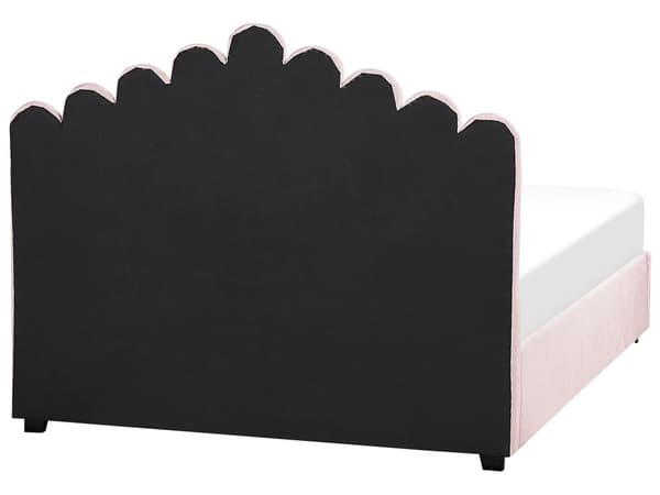 Seng med oppbevaring Rosa Fløyel 160 x 200 cm Dekorativ sengegavl Elegant Glamorøs Innredning Soverom