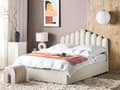 Miniatyrbilde 2 av 11: Seng med oppbevaring Off White Fløyel 180 x 200 cm Dekorativ sengegavl Elegant Glamorøs Innredning Soverom