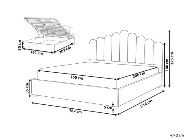 Seng Hvid Velour 160 x 200 cm Moderne Dobbeltseng med Opbevaring Polstret Kanal Tuftet Sengegavl Design