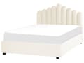 Miniatyrbillede 4 af 11: Seng Hvid Velour 160 x 200 cm Moderne Dobbeltseng med Opbevaring Polstret Kanal Tuftet Sengegavl Design