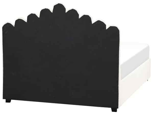 Seng Hvid Velour 140 x 200 cm Moderne Trekvart Seng med Opbevaring Polstret Kanal Tuftet Sengegavl Design
