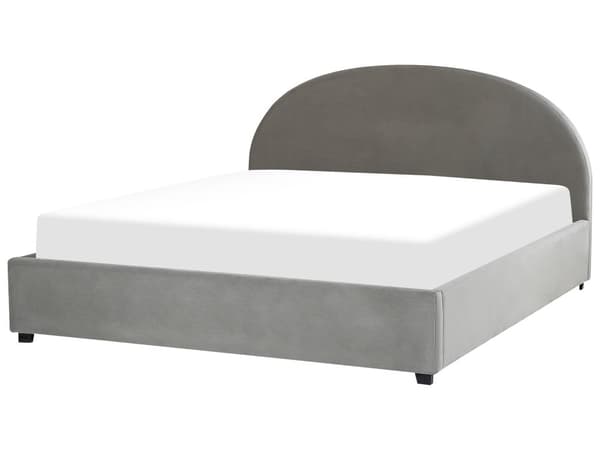 Förvaringssäng Grå Sammet Dubbelsäng 180 x 200 cm Minimalistisk Retro Design Förvaringsschäslong