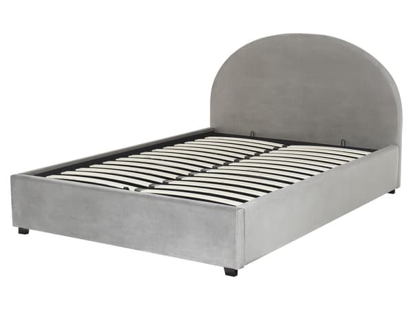 Förvaringssäng Grå Sammet Dubbelsäng 160 x 200 cm Minimalistisk Retro Design Förvaringsschäslong