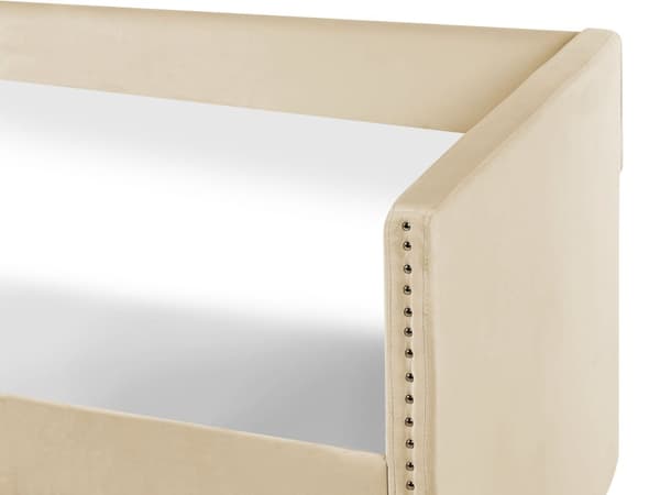 Sohvasänky beige 90 x 200 cm samettiverhoilu ulosvedettävä lisävuode sälepohja moderni