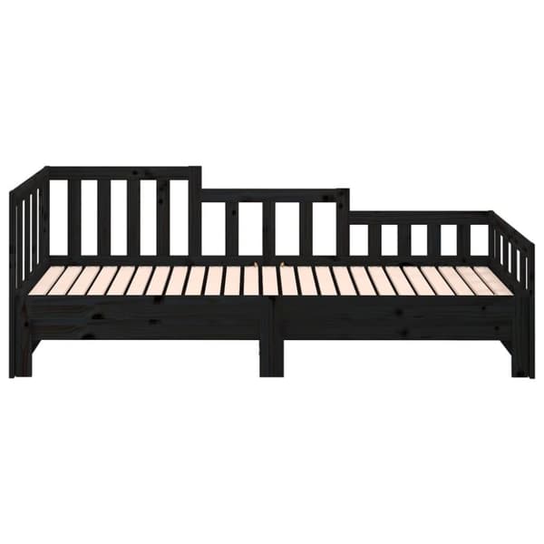 vidaXL daybed med udtræk 2x(90x190) cm massivt fyrretræ sort