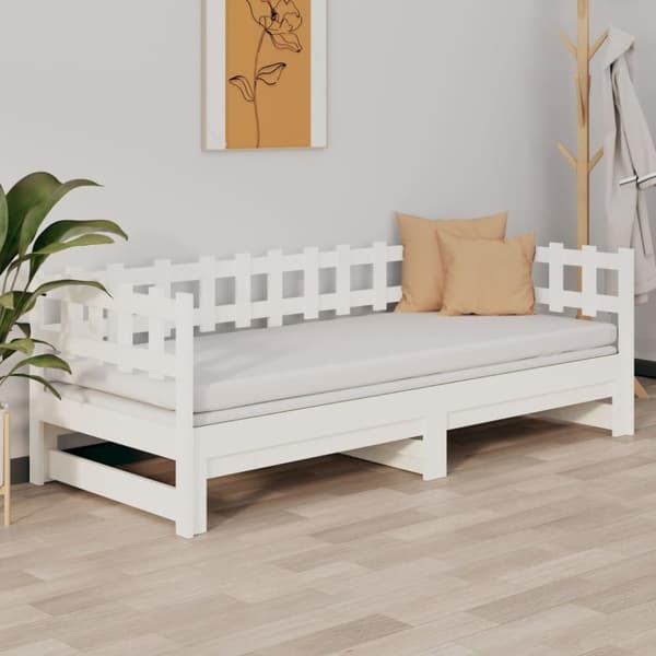 vidaXL Sohvasänky ulosvedettävä valkoinen 2x (80x200) cm täysi mänty
