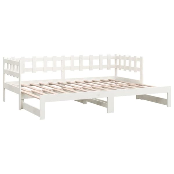 vidaXL Sohvasänky ulosvedettävä valkoinen 2x (80x200) cm täysi mänty