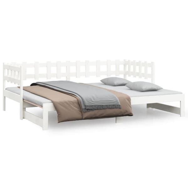 vidaXL Sohvasänky ulosvedettävä valkoinen 2x (80x200) cm täysi mänty
