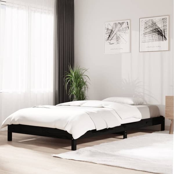 vidaXL Pinottava sänky musta 80x200 cm täysi mänty