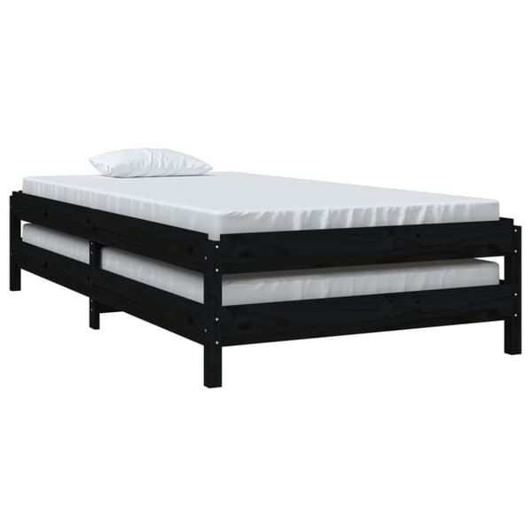 vidaXL Pinottava sänky musta 80x200 cm täysi mänty