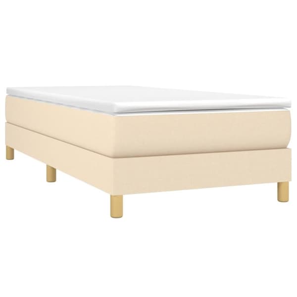 vidaXL sengeramme til kontinentalseng 90x190 cm stof cremefarvet