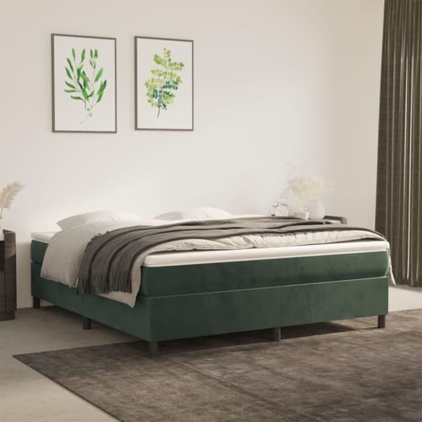 vidaXL sengeramme til kontinentalseng 180x200 cm fløjl mørkegrøn
